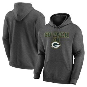 Green Bay Packers Go Pack Go Charcoal Gray Hooded Sweatshirt Men's XL NWOT